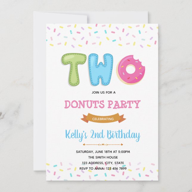 Invitation à la fête avec deux donuts sucrés saupo (Devant)