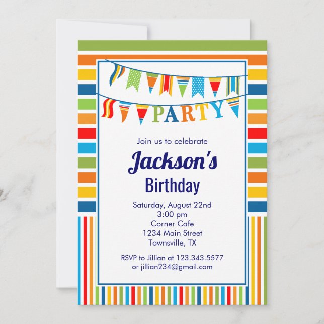 Invitation à la fête avec drapeaux (Devant)