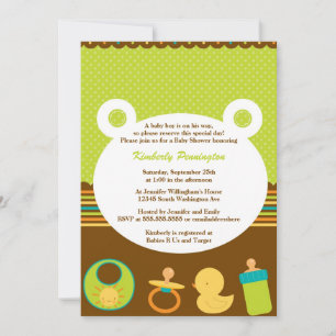 Invitation à la fête baby shower de l'ours animal