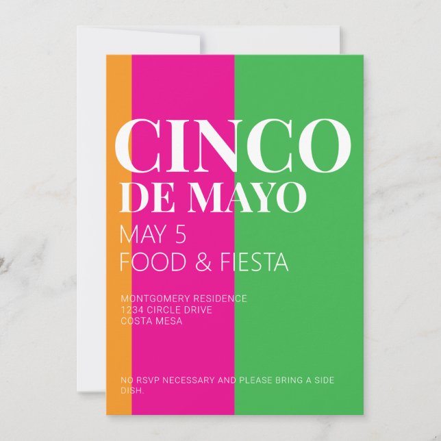 Invitation à la fête BBQ de Cinco De Mayo (Devant)