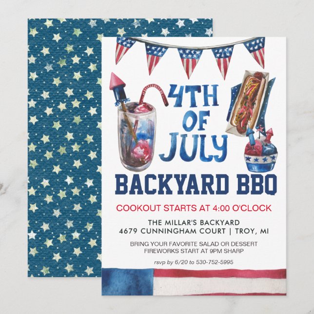 Invitation à la fête BBQ du 14 juillet (Devant / Derrière)