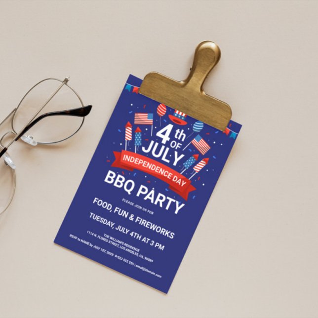 Invitation à la fête BBQ du 14 juillet avec feux d (Créateur téléchargé)