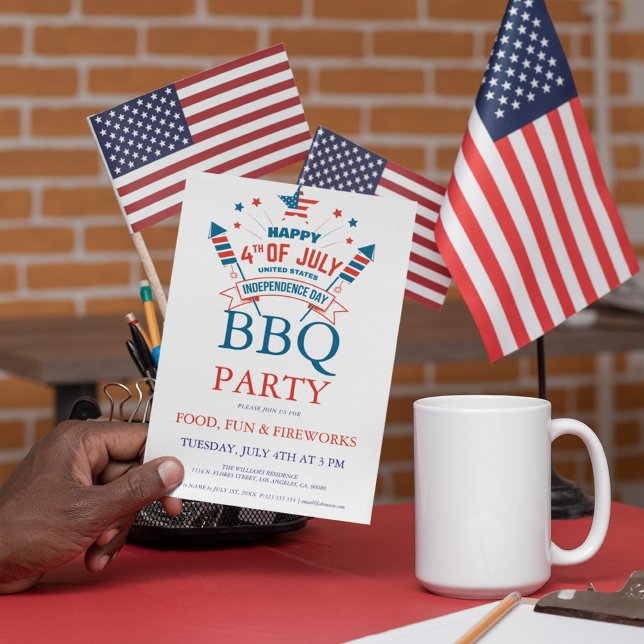 Invitation à la fête BBQ du 14 juillet Feu d'artif (Créateur téléchargé)
