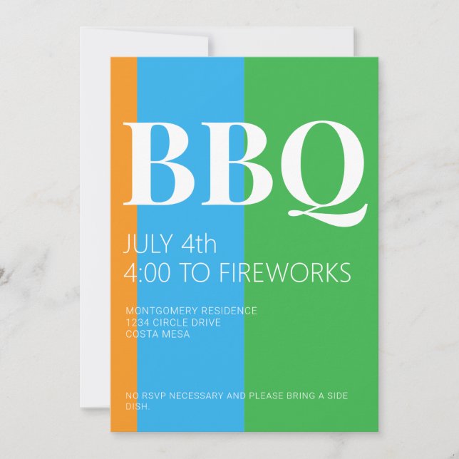 Invitation à la fête BBQ du 4 juillet (Devant)