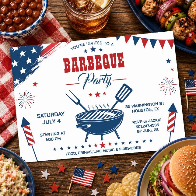 Invitation à la fête BBQ du 4 juillet (Créateur téléchargé)