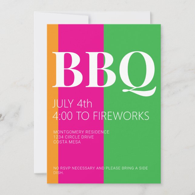 Invitation à la fête BBQ du 4 juillet (Devant)