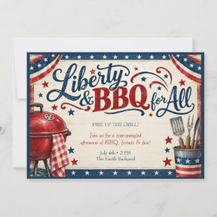Invitation à la fête BBQ du 4 juillet Liberté &