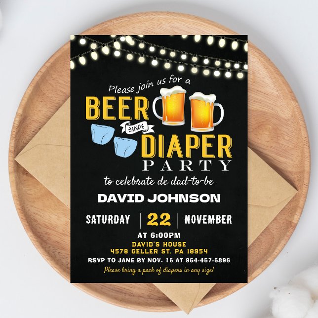 Invitation à la fête bébé Couches et Bières (Créateur téléchargé)