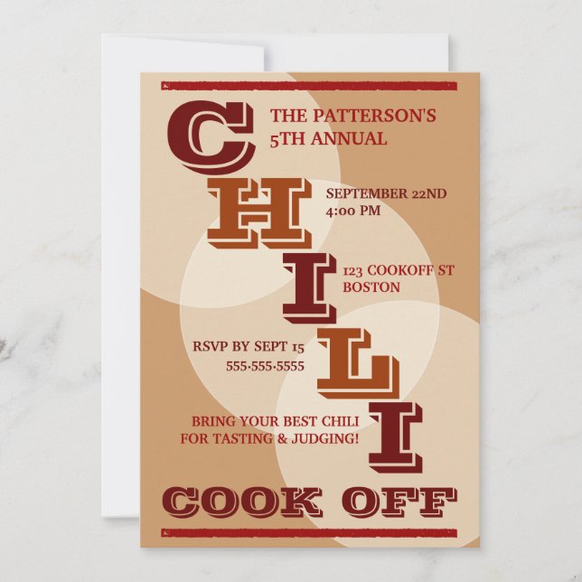Invitation à la fête Big Bold Chili Cook Off (Devant)