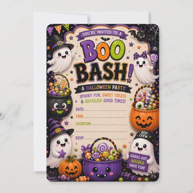 Invitation à la fête Boo Bash Halloween  (Devant)