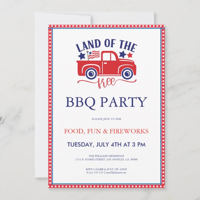 Invitation à la fête BQ du 14 juillet Terre de lib (Devant)