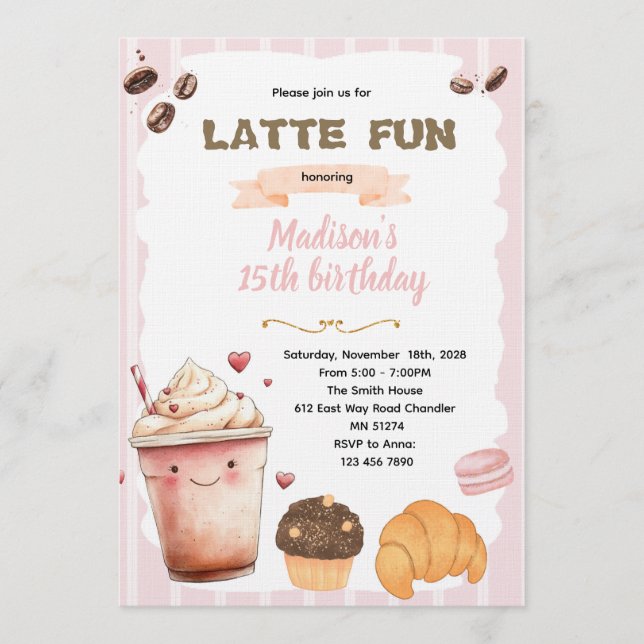Invitation à la fête Café et friandises (Devant)