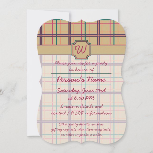 Invitation à la fête carreaux d'été (Devant)