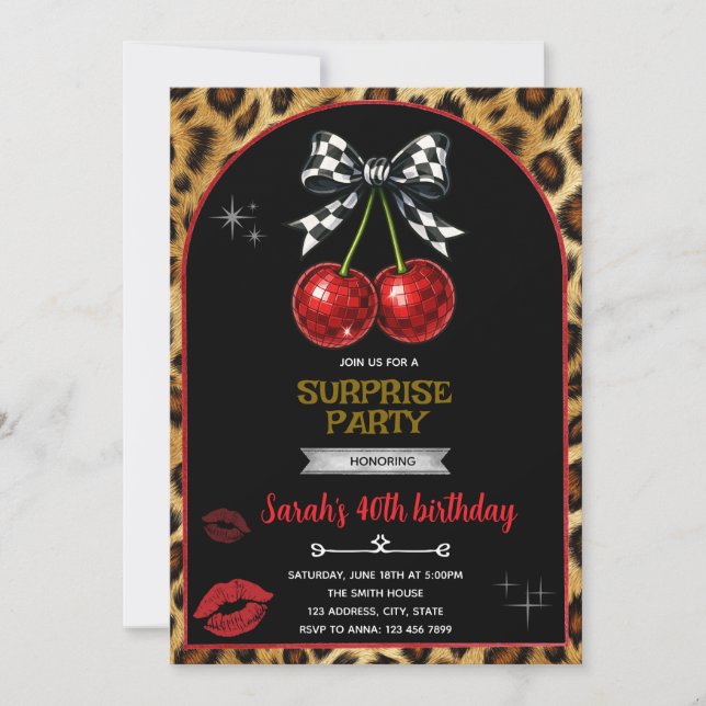Invitation à la fête Cherry Leopard (Devant)