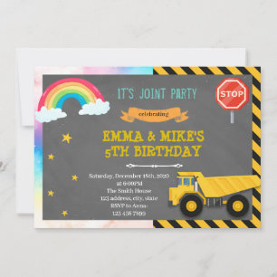 Invitation à la fête conjointe camion et arc-en-ci