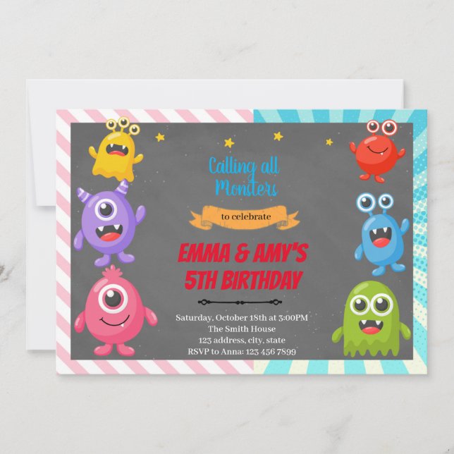 Invitation à la fête conjointe de garçon et fille  (Devant)