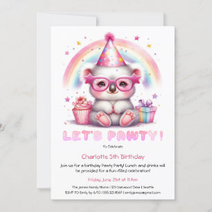 Invitation à la fête d’anniversaire de Cute Koala