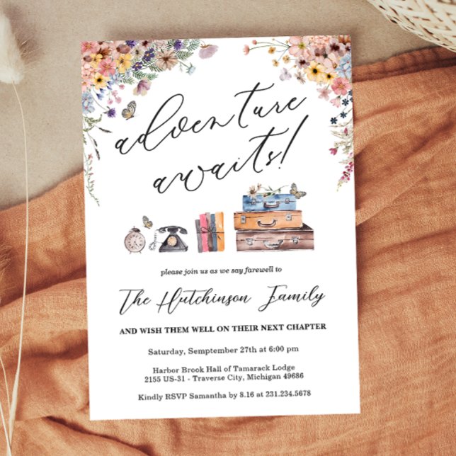 Invitation à la fête d'adieu Aventure Attend (Adventure Awaits Going Away Party Invitation
)