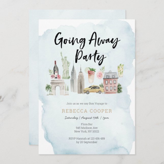 Invitation à la fête d'adieu de la ville de New Yo (Devant / Derrière)