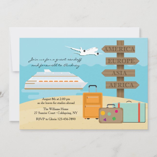 Invitation à la fête d'adieu Happy Voyage (Devant)