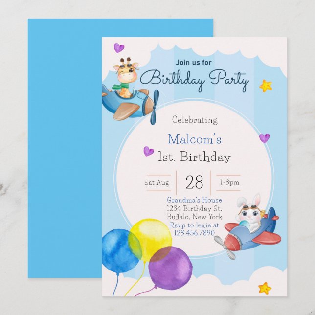 Invitation à la fête d'anniversaire (Devant / Derrière)