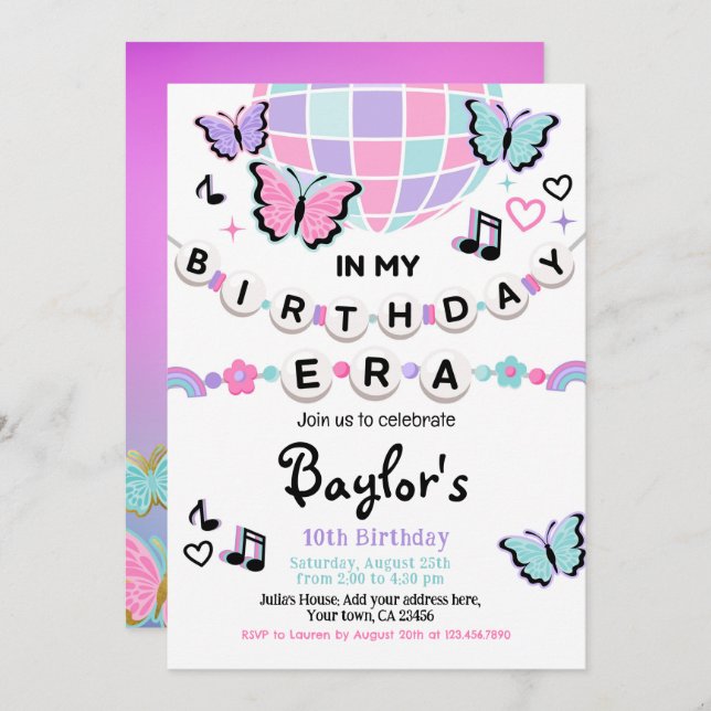 Invitation à la fête d'anniversaire (Devant / Derrière)