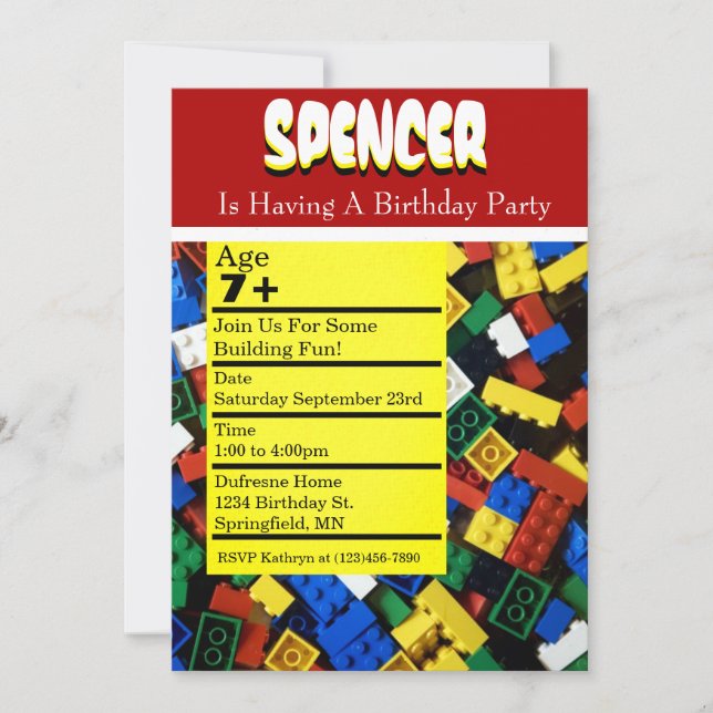 Invitation à la fête d'anniversaire (Devant)