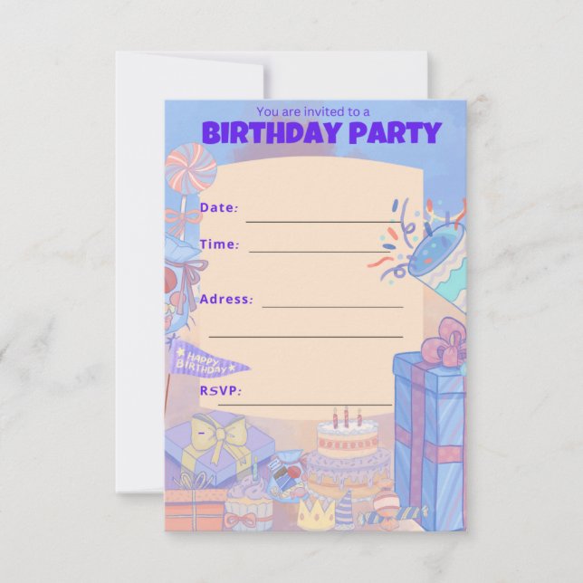 INVITATION À LA FÊTE D'ANNIVERSAIRE (Devant)