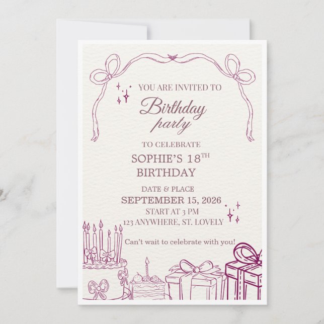 INVITATION À LA FÊTE D'ANNIVERSAIRE (Devant)