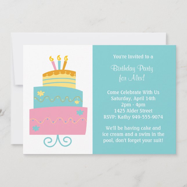 Invitation à la fête d'anniversaire (Devant)