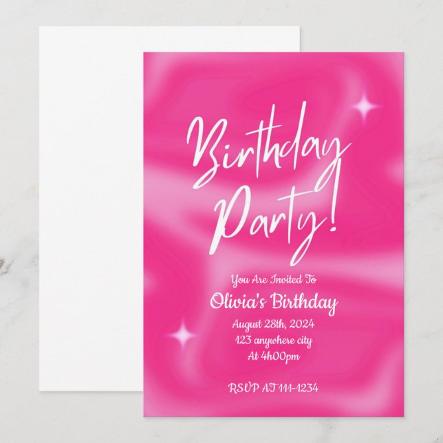 INVITATION À LA FÊTE D'ANNIVERSAIRE (Devant / Derrière)