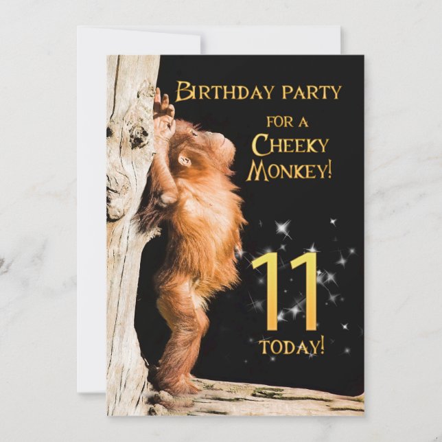 Invitation à la fête d'anniversaire 11, avec orang (Devant)