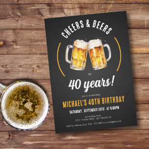 Invitation à la fête d'anniversaire 40 ans Cheers