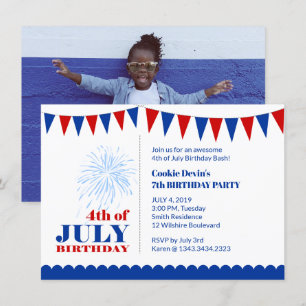 Invitation à la fête d'anniversaire 4 juillet enfa