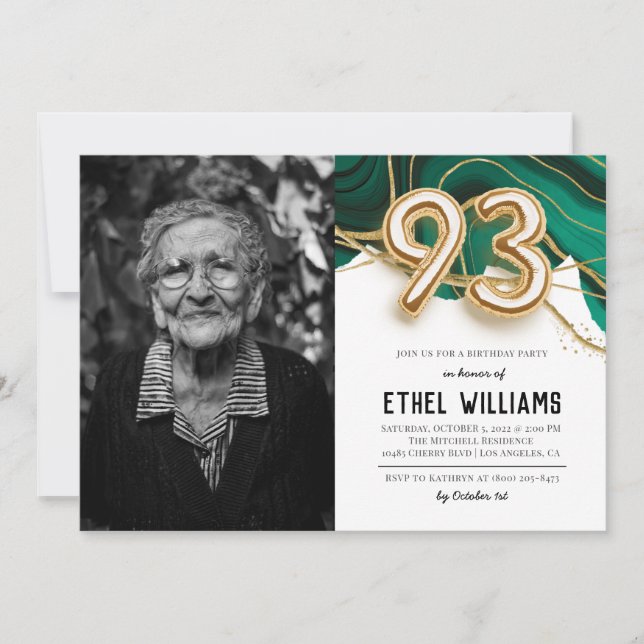 Invitation à la fête d'anniversaire 93 ans (Devant)