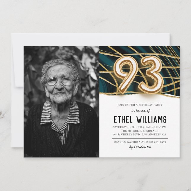 Invitation à la fête d'anniversaire 93 ans (Devant)