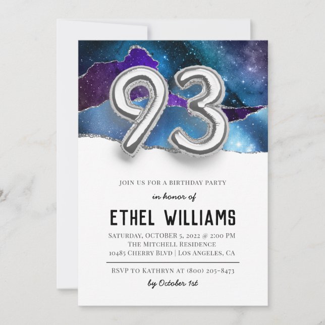 Invitation à la fête d'anniversaire 93 ans (Devant)