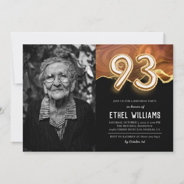 Invitation à la fête d'anniversaire 93 ans (Devant)