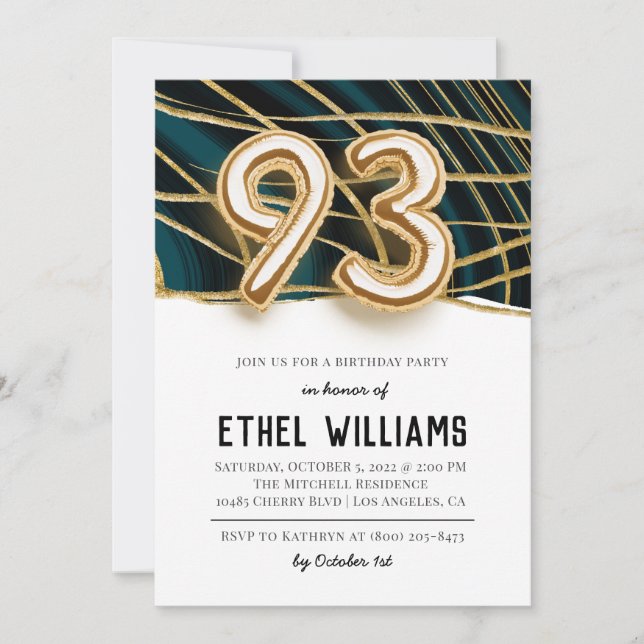 Invitation à la fête d'anniversaire 93 ans (Devant)