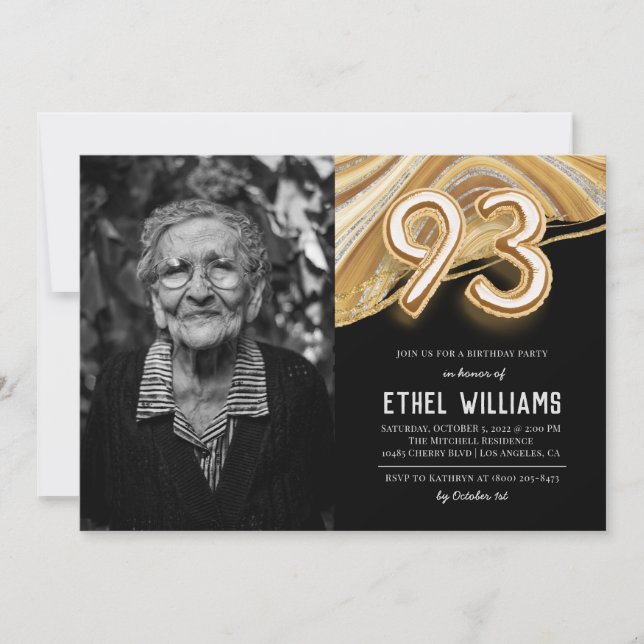 Invitation à la fête d'anniversaire 93 ans (Devant)