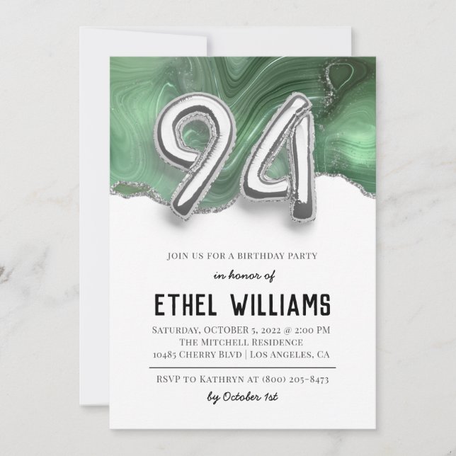 Invitation à la fête d'anniversaire 94 ans (Devant)