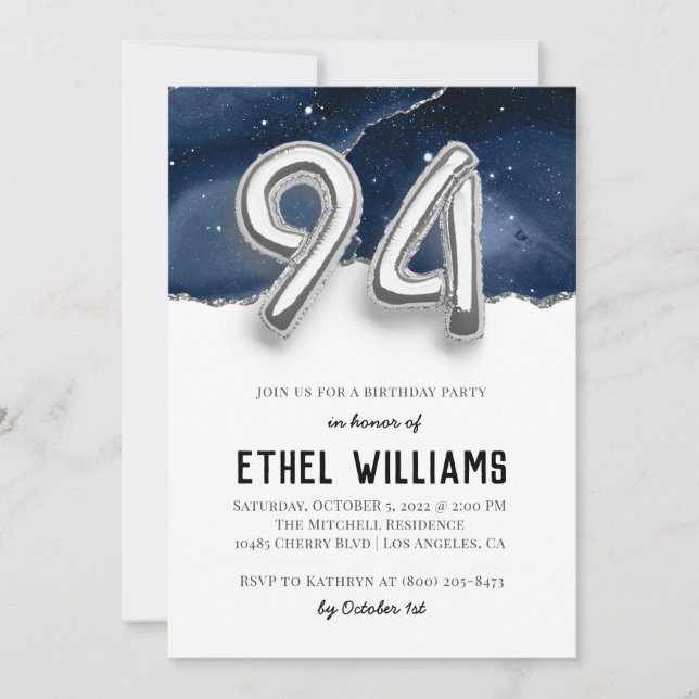 Invitation à la fête d'anniversaire 94 ans (Devant)