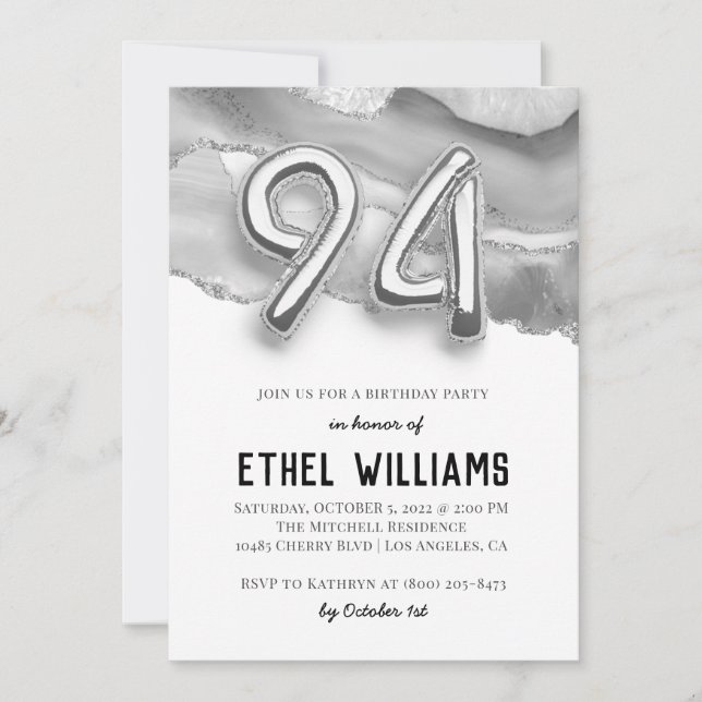 Invitation à la fête d'anniversaire 94 ans (Devant)