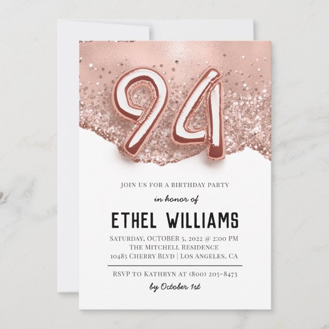 Invitation à la fête d'anniversaire 94 ans (Devant)