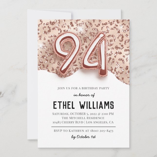 Invitation à la fête d'anniversaire 94 ans (Devant)