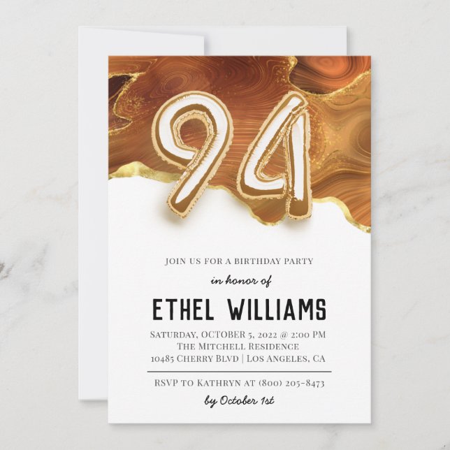 Invitation à la fête d'anniversaire 94 ans (Devant)