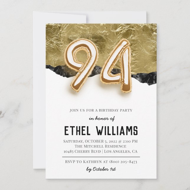 Invitation à la fête d'anniversaire 94 ans (Devant)