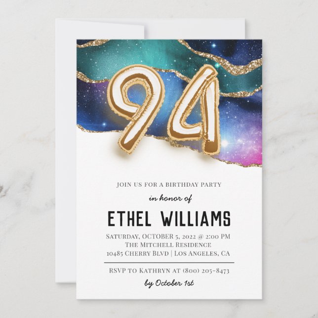 Invitation à la fête d'anniversaire 94 ans (Devant)