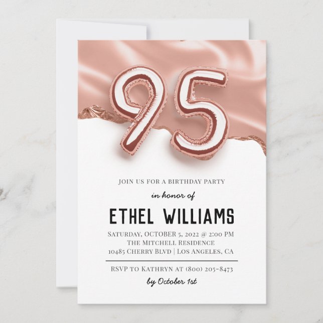 Invitation à la fête d'anniversaire 95 ans (Devant)