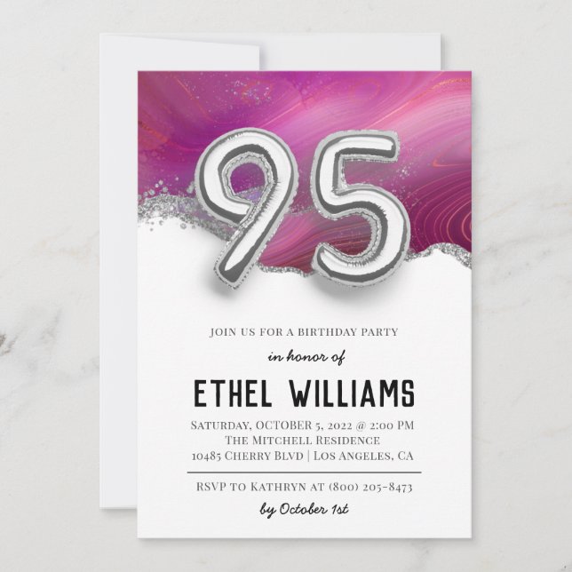 Invitation à la fête d'anniversaire 95 ans (Devant)